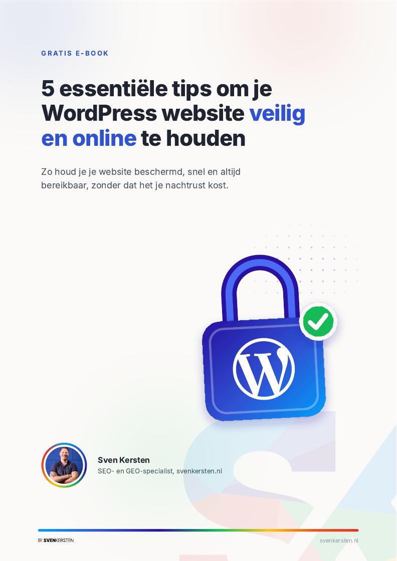 Cover van het gratis e-book 5 essentiële tips om je WordPress website veilig en online te houden