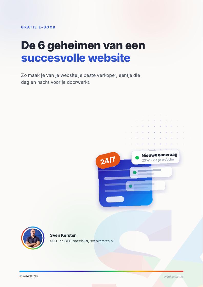 Cover van het gratis e-book De 6 geheimen van een succesvolle website
