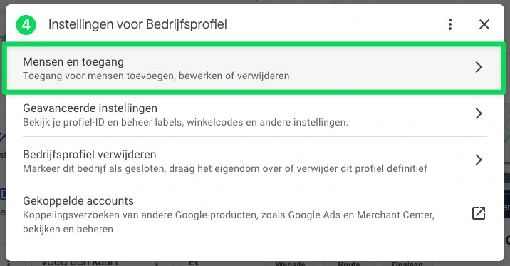 Google Bedrijfsprofiel - Gebruikerstoegangniveaus instellen 2