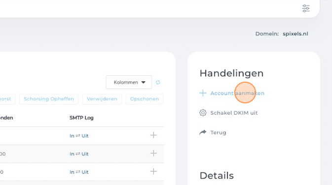 De knop Account aanmaken in het overzicht van e-mailaccounts