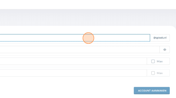 Het veld waarin je het gewenste e-mailadres voor je domeinnaam invult