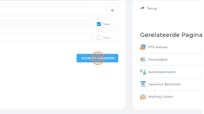 De knop ACCOUNT AANMAKEN onderaan het formulier