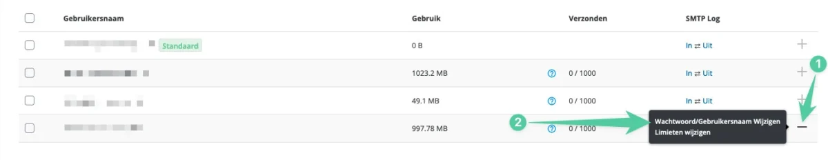 De knop Wachtwoord wijzigen bij een e-mailaccount