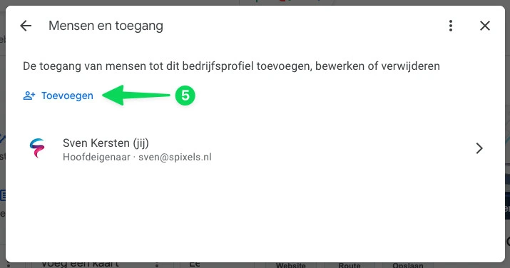 De knop Toevoegen in het scherm Mensen en toegang