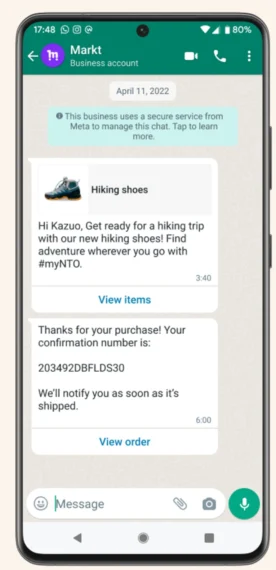 Tijdlijn waarin een utility-template binnen een lopende marketing-conversatie een aparte utility-conversatie opent, waardoor beide gesprekken worden gerekend