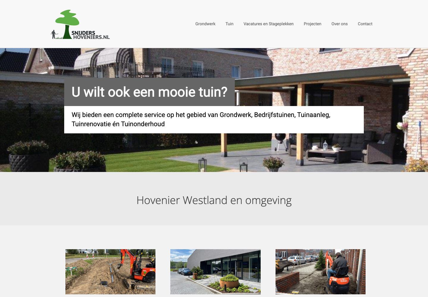 De website van Hoveniersbedrijf Gerrit Snijders