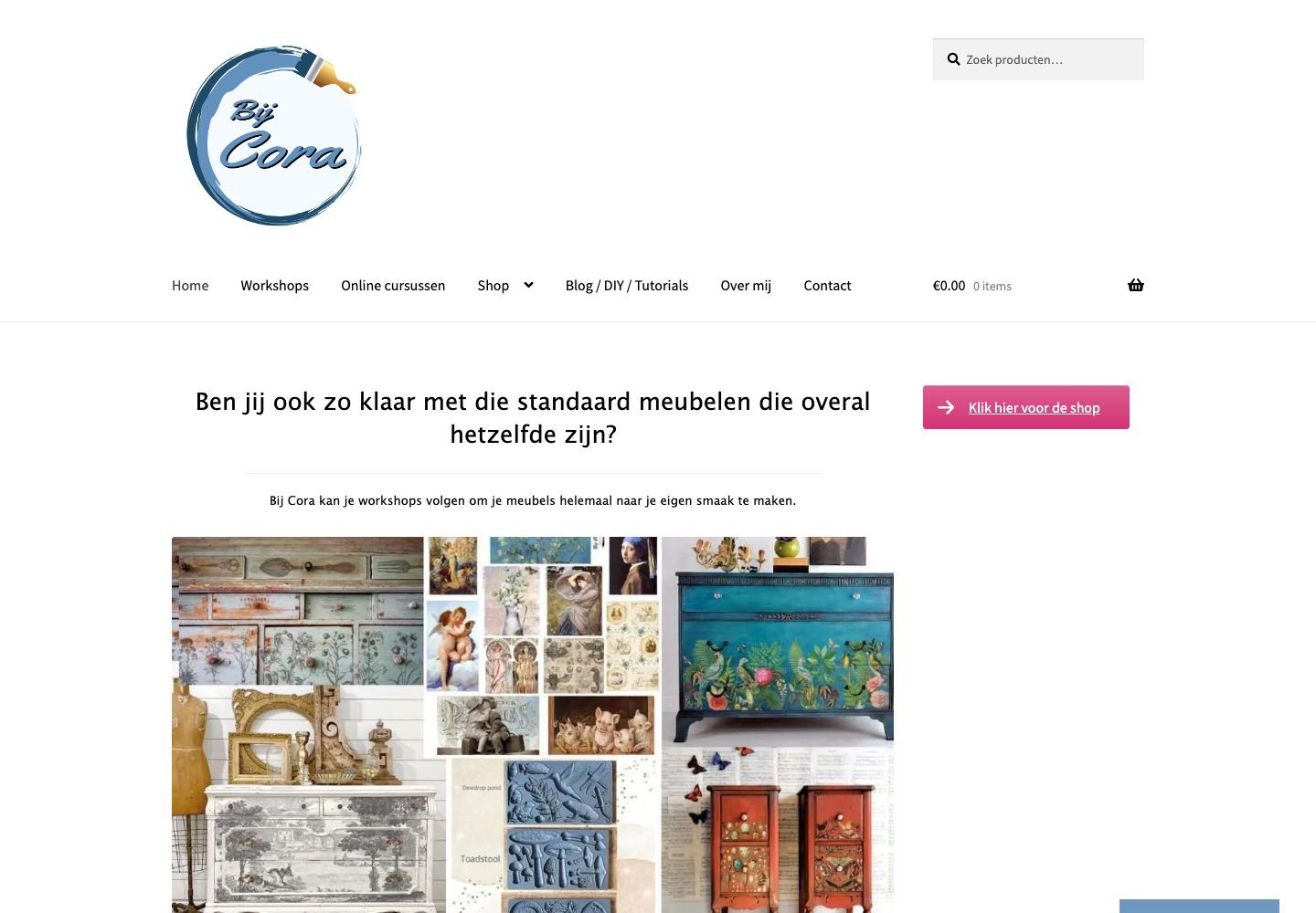 De website van Bij Cora