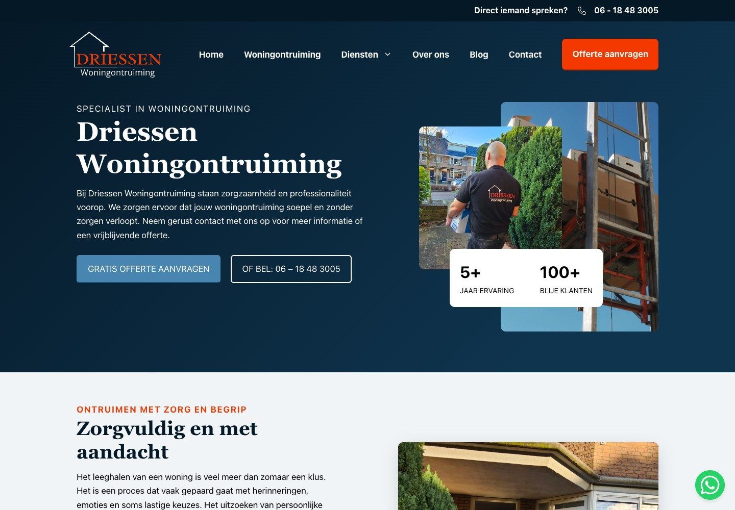 De website van Driessen Woningontruiming