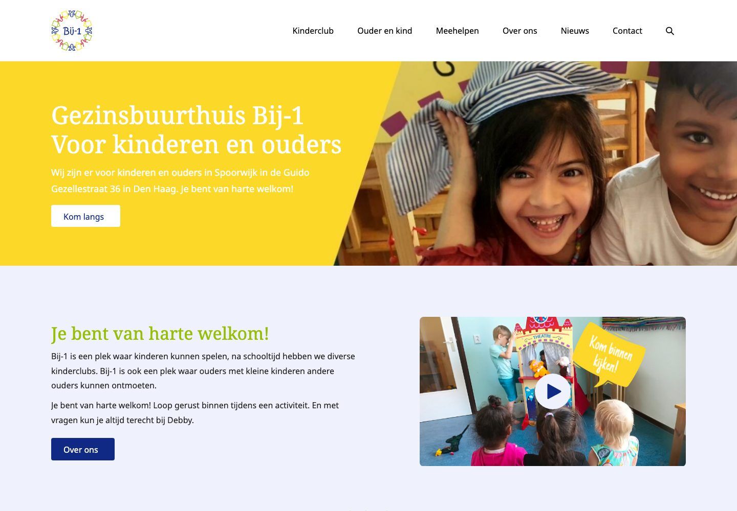 De website van Gezinsbuurthuis Bij-1