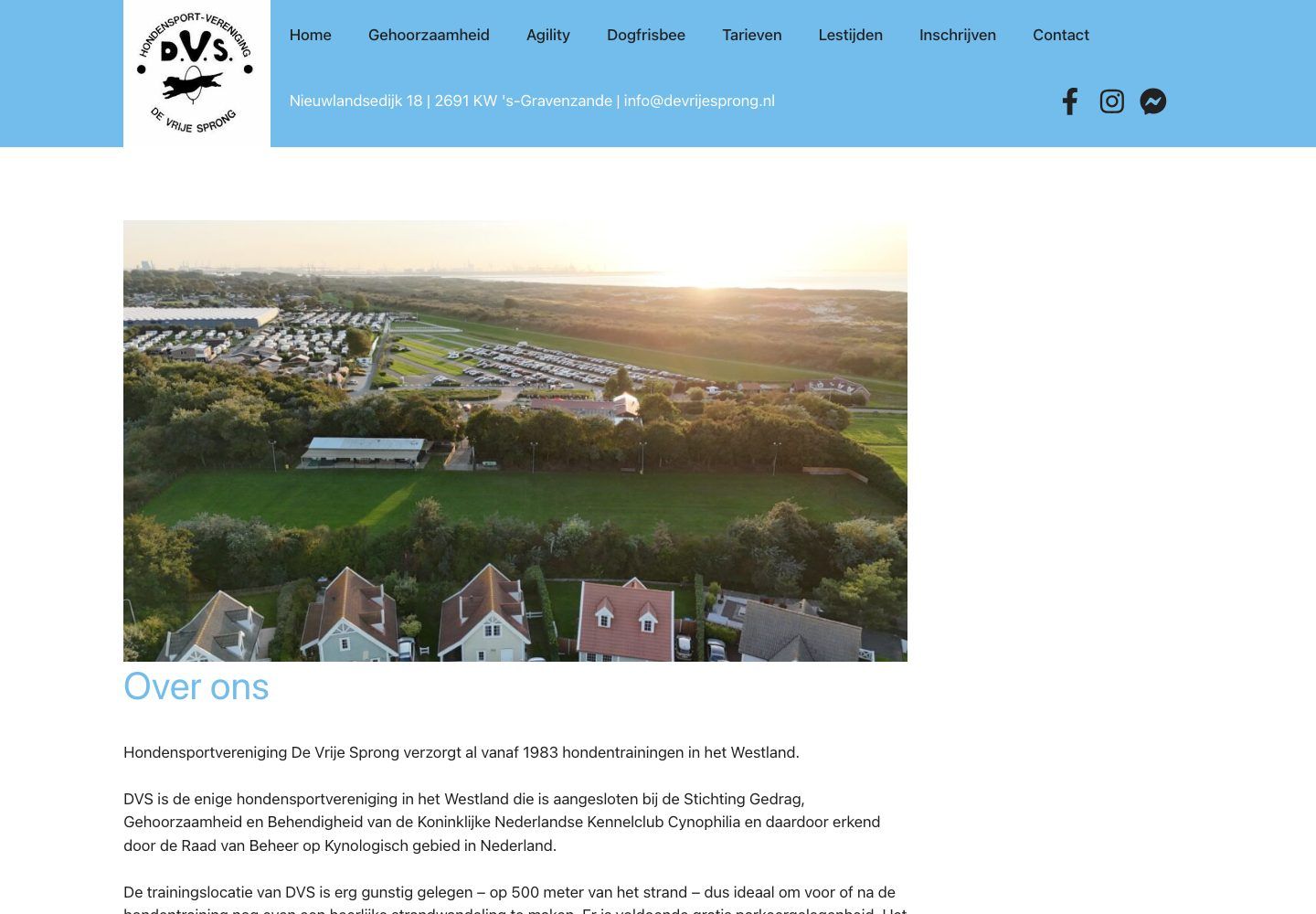 De website van Hondensportvereniging De Vrije Sprong
