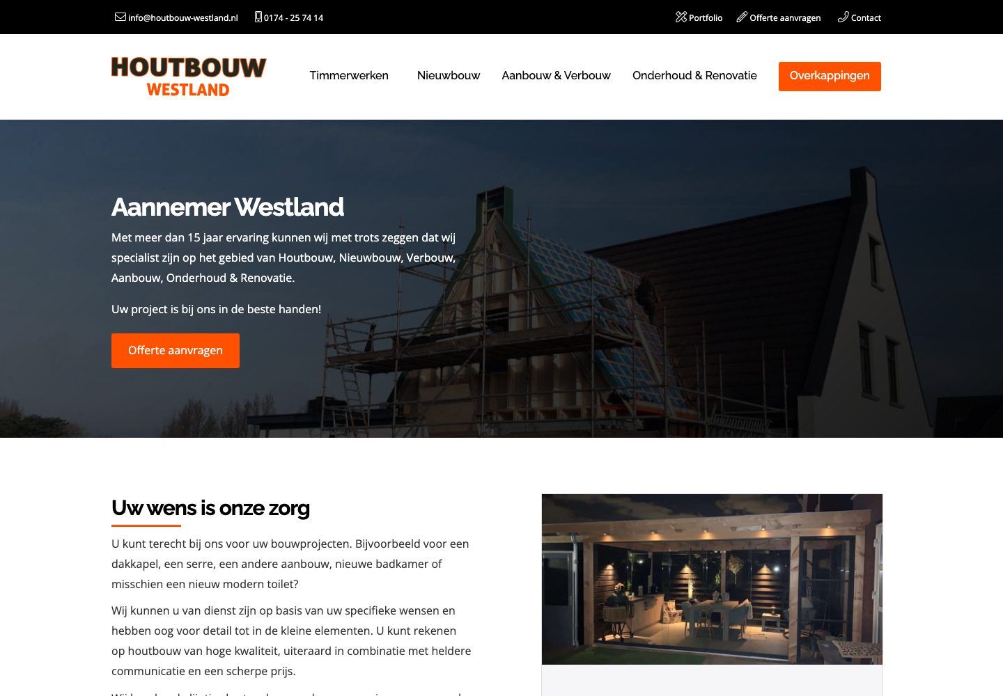 De website van Houtbouw Westland