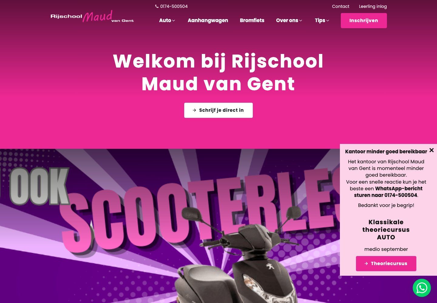 De website van Rijschool Maud van Gent