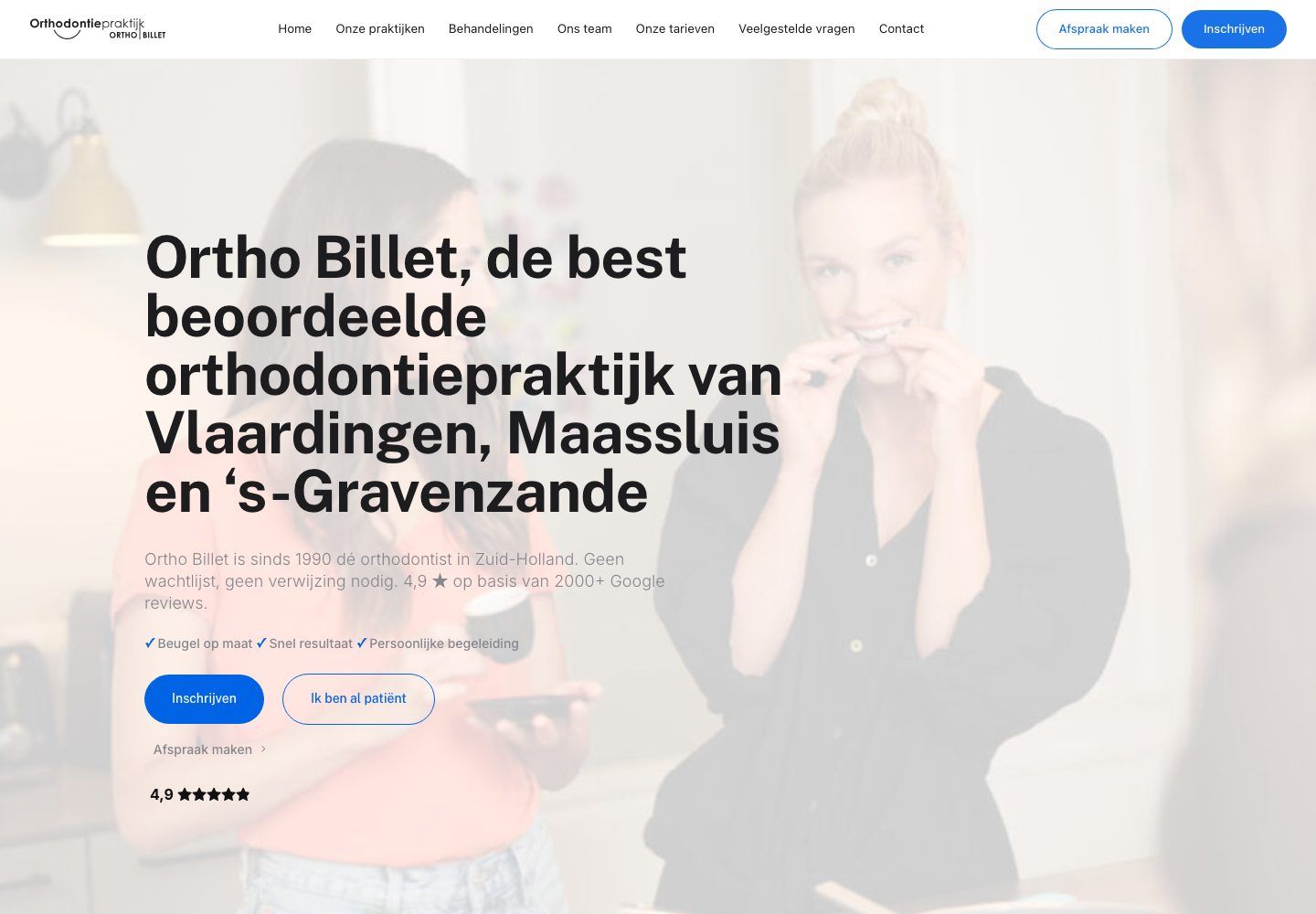 De website van Ortho Billet