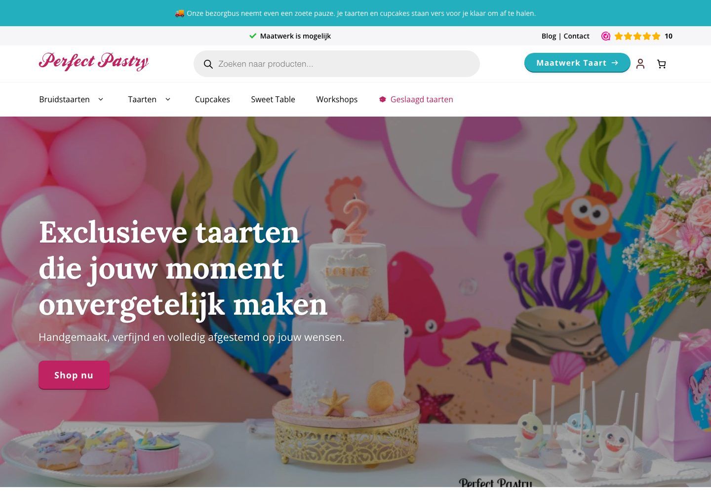 De website van Perfect Pastry