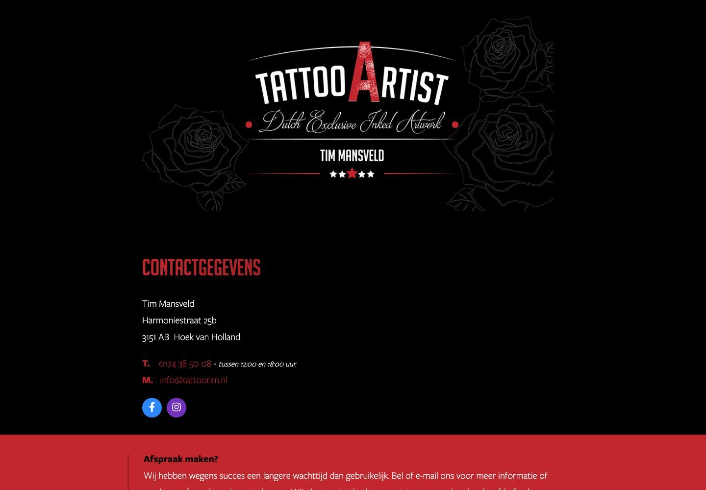 De website van Tattoo Tim
